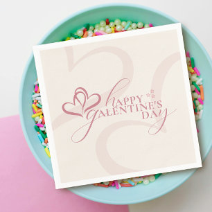 Servilleta De Papel Lindo Minimal Moderno Rosa Crema Script Galentines