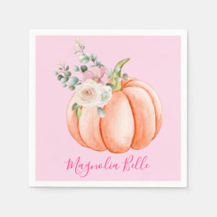 Servilleta De Papel Lindo nombre floral de calabaza pequeña de color r