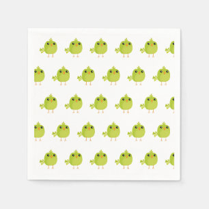 Servilleta De Papel Lindo Pájaro Verde Dibujo Animado