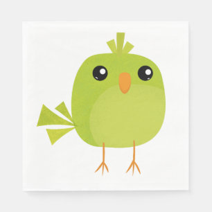 Servilleta De Papel Lindo Pájaro Verde Dibujos Animados