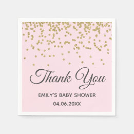 Servilleta De Papel Lindo Rosa Rubor Dorado Brillante Gracias Baby Sho
