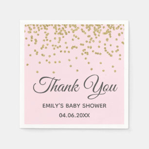 Servilleta De Papel Lindo Rosa Rubor Dorado Brillante Gracias Baby Sho