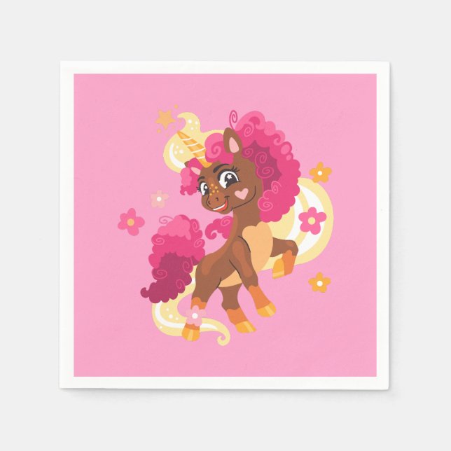 Servilleta De Papel Lindo unicornio floral (Anverso)