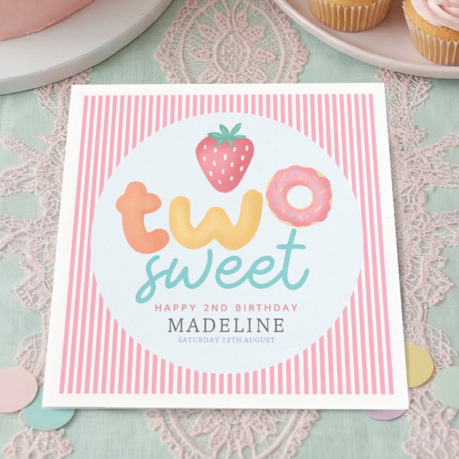 Servilleta De Papel Lindo y Rosa Dos Dulces Cumpleaños 2 de Verano (Subido por el creador)