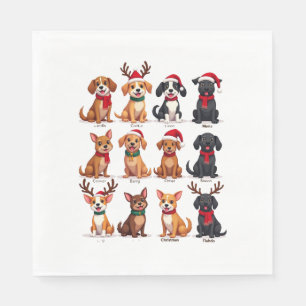 Servilleta De Papel Lindos 12 Perros Navidad Divertidos Amantes de los