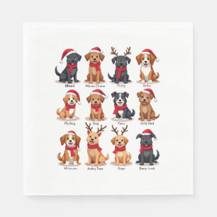Servilleta De Papel Lindos 12 Perros Navidad Perros Divertidos Amantes