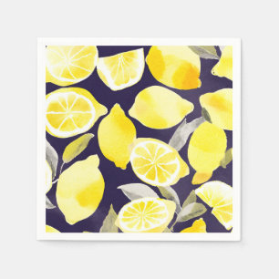 Servilleta De Papel Lindos limones amarillos Acuarela bonita