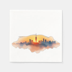 Servilleta De Papel Línea acuática de la ciudad al atardecer