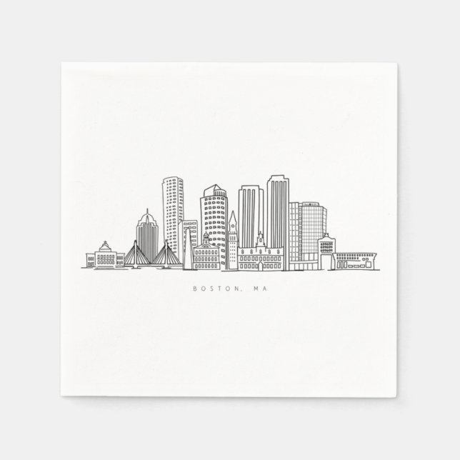 Servilleta De Papel Línea aérea de Boston City Skyline, mamáes de Bost (Anverso)