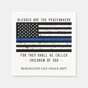 Servilleta De Papel Línea Azul Delgada Personalizada Policía Cumplimie