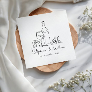 Servilleta De Papel Línea de Arte de Bebida de Vino Boceto Nombres Per