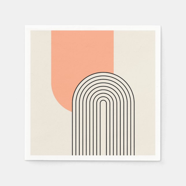 Servilleta De Papel Línea de arte de estilo de Mid Century con arco ro (Anverso)
