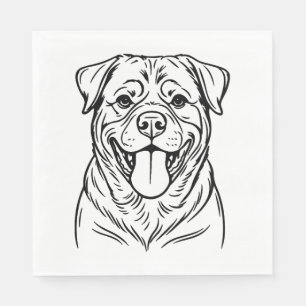 Servilleta De Papel Línea de arte Rottweiler Dog Line Art - Línea de a