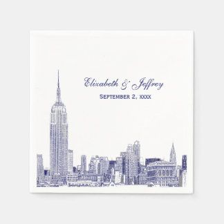 Servilleta De Papel Línea del cielo de NYC 01 Etchd DIY BG Color Boda
