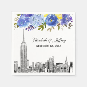 Servilleta De Papel Línea del cielo ESB Etch Azul Amarillo Floral Acua
