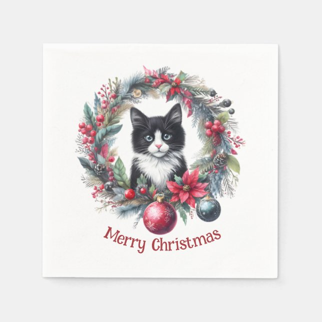 Servilleta De Papel Línea festiva en una corona de vacaciones 6 - (Anverso)