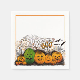 Servilleta De Papel Línea Jack-O-Lantern hacia arriba