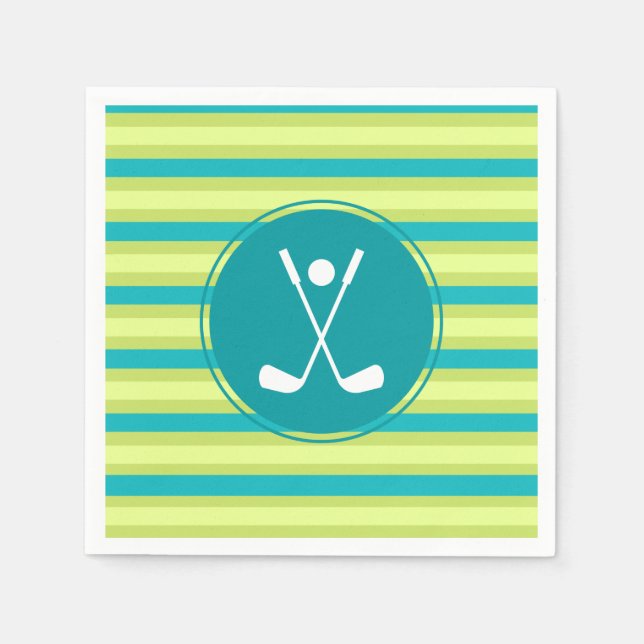 Servilleta De Papel Línea Verde y Azul Elegante Golf Deportes (Anverso)