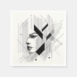 Servilleta De Papel Linear Abstract Portrait
