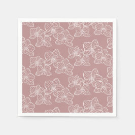 Servilleta De Papel Linear Orchid | Chic Botanical Floral Dusty Pink