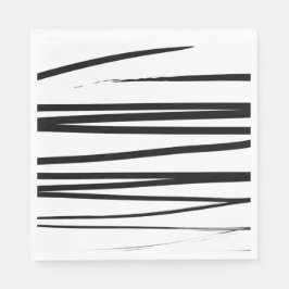 Servilleta De Papel Líneas abstractas en blanco y negro modernas   