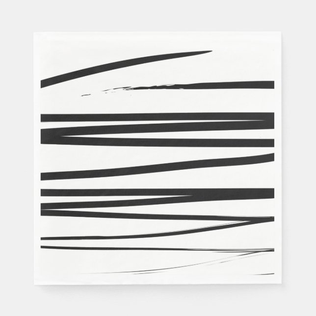 Servilleta De Papel Líneas abstractas en blanco y negro modernas    (Anverso)