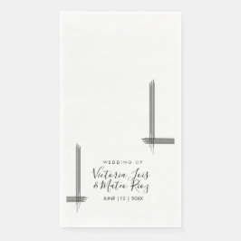 Servilleta De Papel Líneas abstractas negro blanco boda moderna