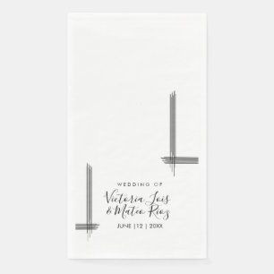 Servilleta De Papel Líneas abstractas negro blanco boda moderna 