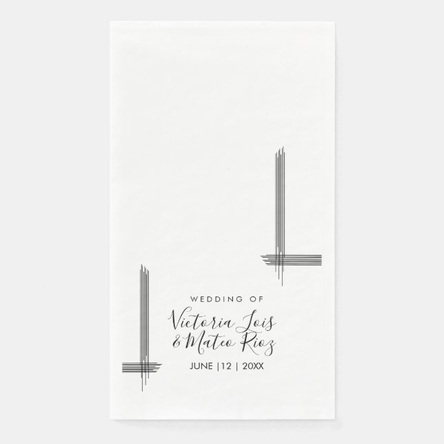 Servilleta De Papel Líneas abstractas negro blanco boda moderna  (Anverso)