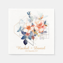 Servilleta De Papel Líneas Amarillas y Flores: Servilletas de Boda
