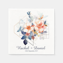 Servilleta De Papel Líneas Azules&Flores: Servilletas de Boda