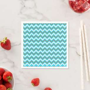 Servilleta De Papel Líneas Azules Marrones Blancas Zig Zag Geométricas