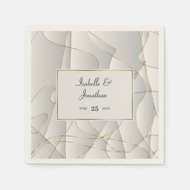 Servilleta De Papel Líneas de curva dorada (Anverso)