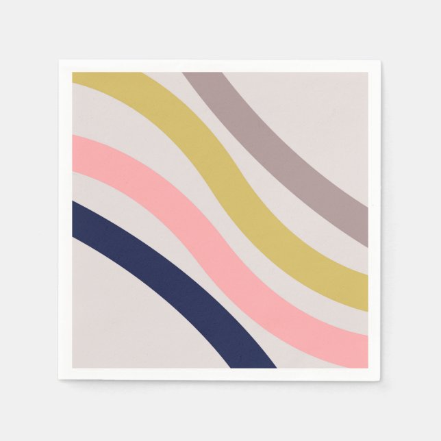 Servilleta De Papel Líneas de estilo retro diagonal coloridas (Anverso)