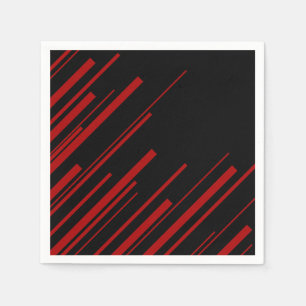 Servilleta De Papel Líneas diagonales en rojo y negro