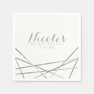 Servilleta De Papel Líneas geométricas modernas plateadas para fiesta 