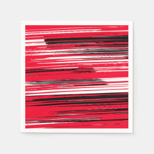 Servilleta De Papel Líneas pintadas a mano - rojo