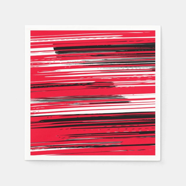 Servilleta De Papel Líneas pintadas a mano - rojo (Anverso)