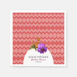 Servilleta De Papel Líneas Retro Floral Magenta Fuchsia Despedida de S
