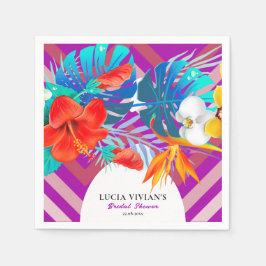 Servilleta De Papel Líneas Retro Floral Verano Tropical Despedida de S