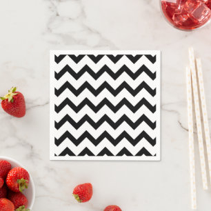 Servilleta De Papel Líneas simples de patrón de chevron blanco negro r