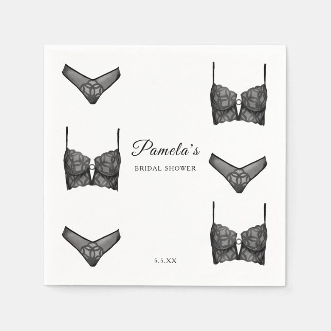 Servilleta De Papel Lingerie Bridal Shower Bachelorette Panty Pattern (Anverso)