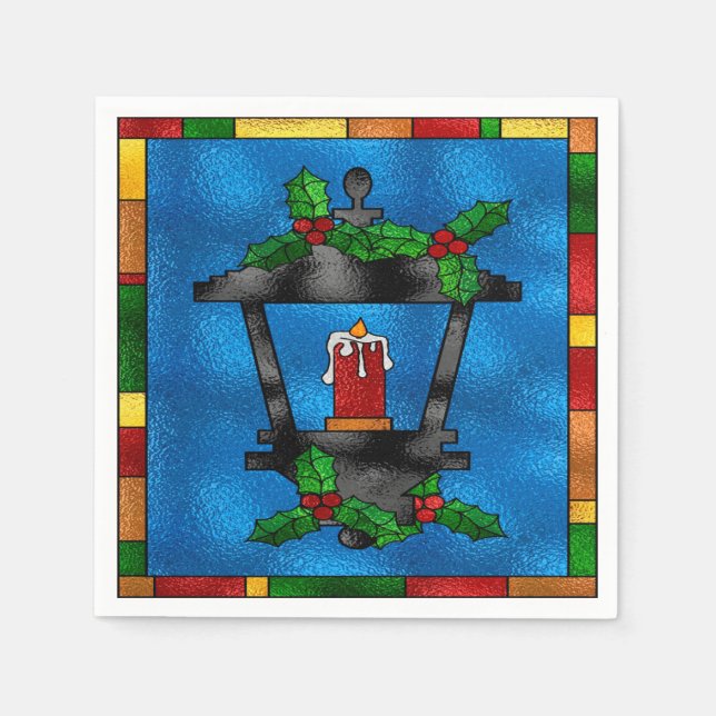 Servilleta De Papel Linterna de Navidad de Vidrio Emplomado (Anverso)