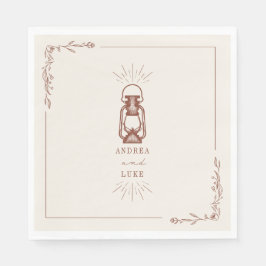 Servilleta De Papel Linterna rústica vintage de terracota para boda