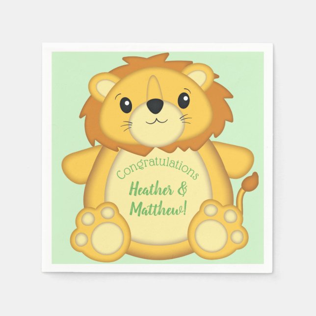 Servilleta De Papel Lion Baby Shower Safari (Anverso)