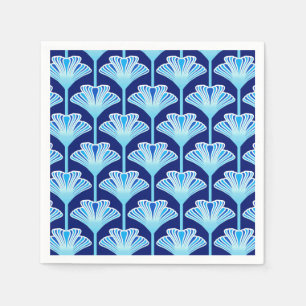 Servilleta De Papel Lirio Art Déco, azul cobalto, aqua y blanco