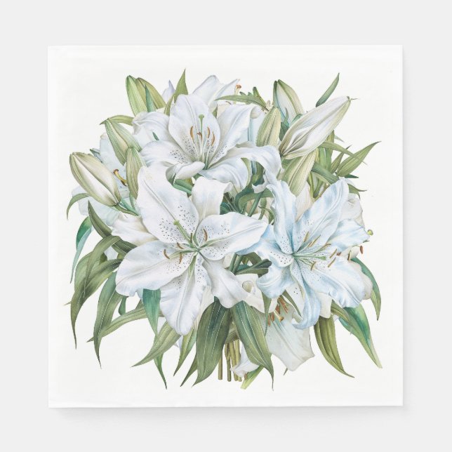 Servilleta De Papel Lirio Blanco (Anverso)