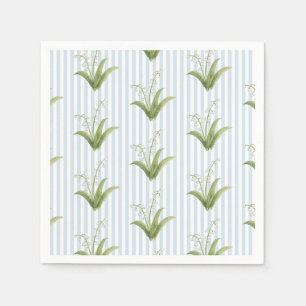 Servilleta De Papel Lirio de los Valles Flor de Ducha Azul Raya