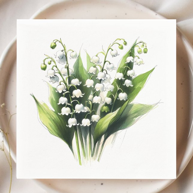Servilleta De Papel Lirio elegante de la floral acuarela del valle (Subido por el creador)