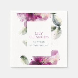 Servilleta De Papel Lirio Rosa Acuarela Bautizo